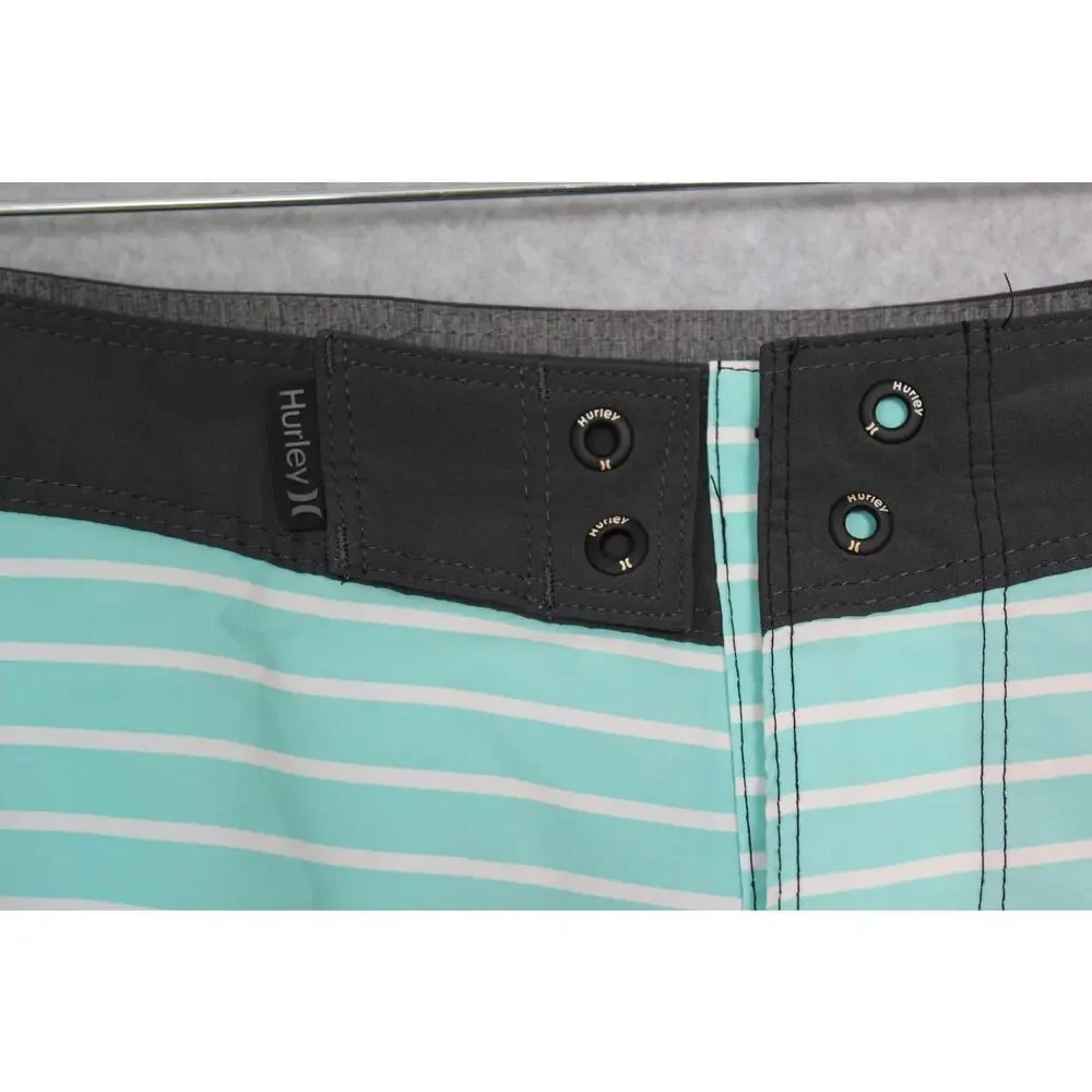 Hurley Phantom Board Shorts No‎ Inner Lining Blue Green Striped Men's Size 36